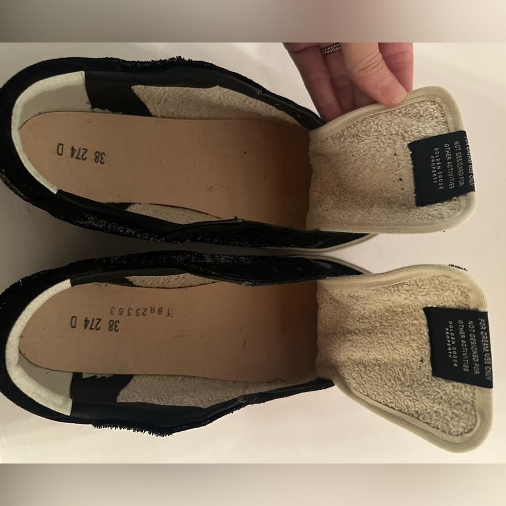 authentic Golden Goose Super Star Sneakers EU 38 US 8 black velvet & suede star - Picture 9 of 14